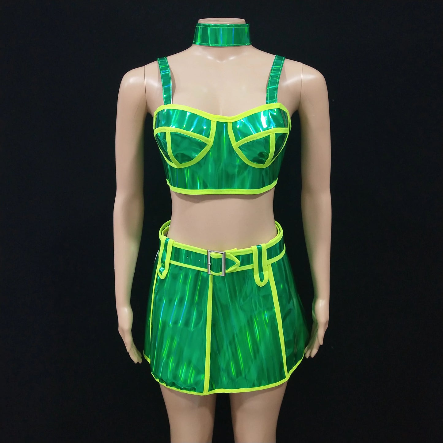 Club Party Carnival Rave Outfit Pink Laser Tops Skirt Team Stage Wear Nightclub Gogo Dancer Costume Festival Performance Clothes